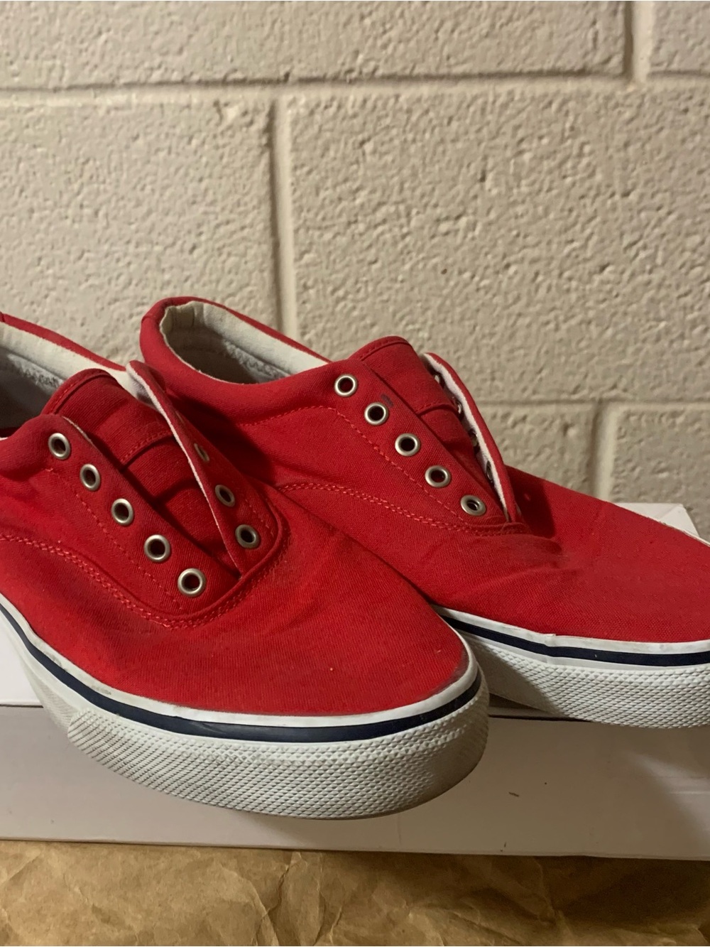St. John's Bay Men's Red Canvas Slip-On Sneakers